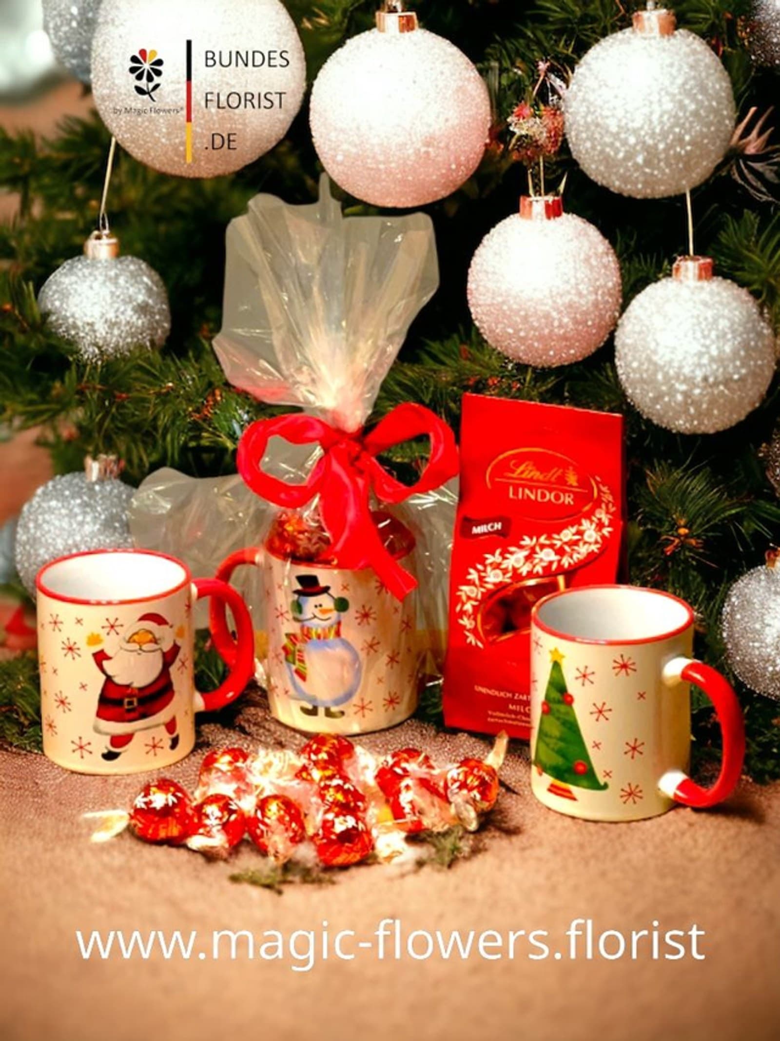 Weihnachtstasse versch. Motive mit Lindt Lindor
